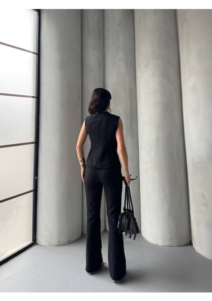 Kadın Gold Kurabiye Düğmeli Yelek Pantolon Takım Elbise modelleri