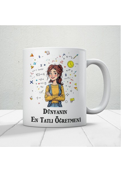 Dünyanın En Tatlı Öğretmenine Özel Öğretmenler Günü Hediyelik Baskılı Kupa