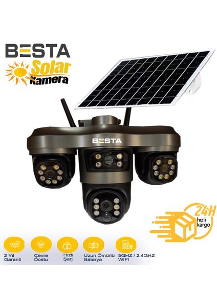 3+3+3 Mp Wifi Solar Kablosuz Güvenlik Kamerası BS-2089
