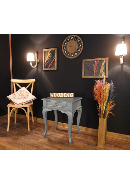 Çekmeceli Masif Gri Komodin - Yan Sehpa fiyatları