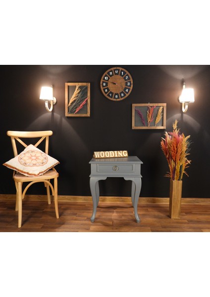 Çekmeceli Masif Gri Komodin - Yan Sehpa fırsatları