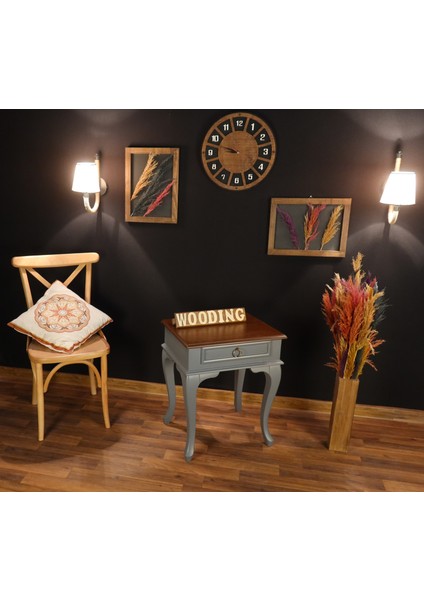 Çekmeceli Masif Gri Ceviz Komodin - Yan Sehpa fiyatları