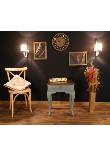 Çekmeceli Masif Gri Ceviz Komodin - Yan Sehpa modelleri