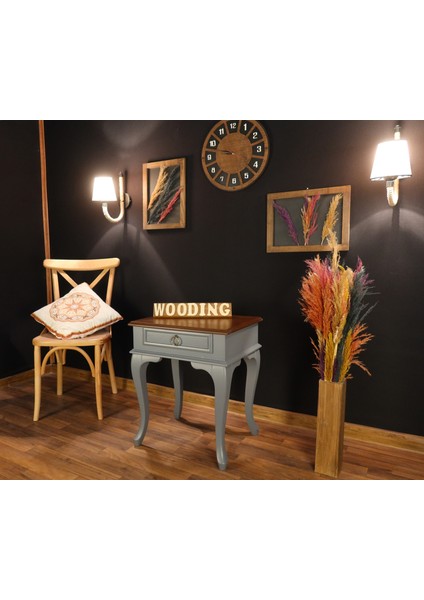 Çekmeceli Masif Gri Ceviz Komodin - Yan Sehpa fırsatları