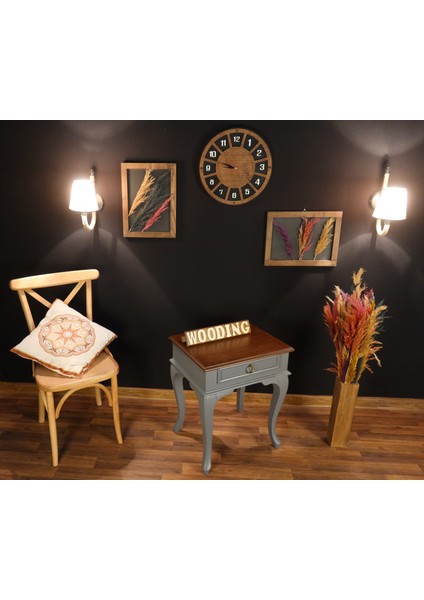 Çekmeceli Masif Gri Ceviz Komodin - Yan Sehpa indirimleri