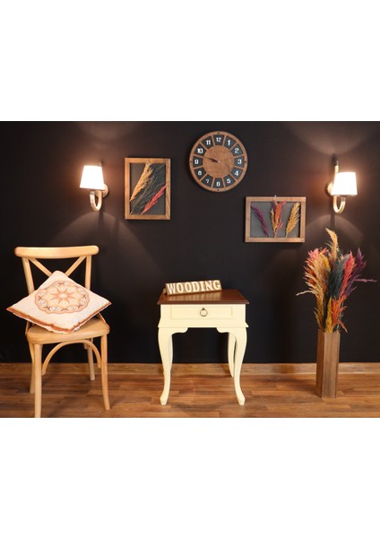 Çekmeceli Masif Krem Ceviz Komodin - Yan Sehpa fiyatları