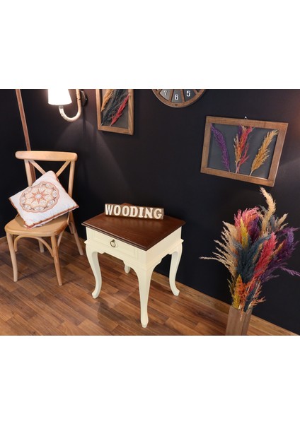 Çekmeceli Masif Krem Ceviz Komodin - Yan Sehpa modelleri