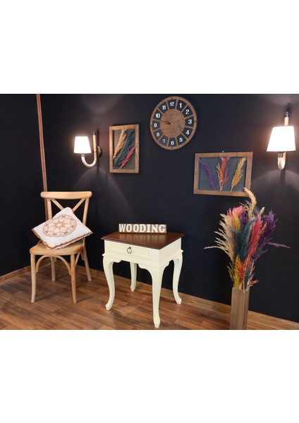 Çekmeceli Masif Krem Ceviz Komodin - Yan Sehpa fırsatları