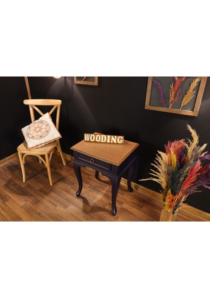 Çekmeceli Masif Lacivert Naturel Komodin - Yan Sehpa modelleri