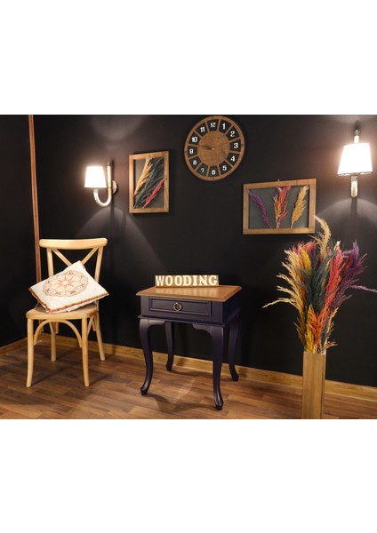 Çekmeceli Masif Lacivert Naturel Komodin - Yan Sehpa fırsatları