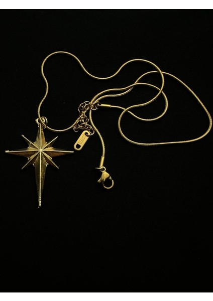 Altın Kaplama Çelik Zincirli Kuzey Yıldızı Kolye 45+5 cm fiyatları