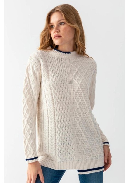 Bisiklet Yaka Örgü Detaylı Triko Kazak AW25KZ0041