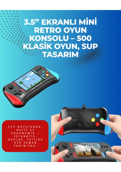 Allzey 500 Retro Oyunlu Taşınabilir El Konsolu – X7M Modeli