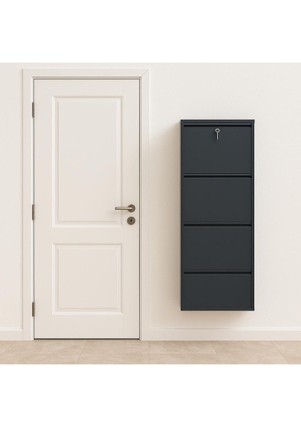 4 Lü Kilitli Antrasit Metal Ayakkabılık Karlıhome fiyatları