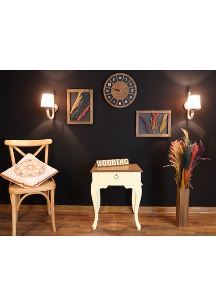 Çekmeceli Masif Krem Naturel Komodin - Yan Sehpa fırsatları