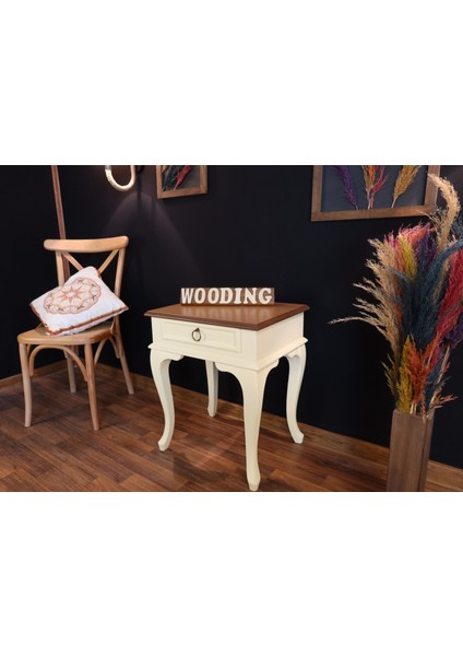 Çekmeceli Masif Krem Naturel Komodin - Yan Sehpa indirimleri