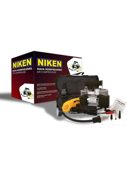 Niken Araç Lastik Hava Kompresör Metal Çift Silindir Büyük Çantalı Niken 025 001 06 01