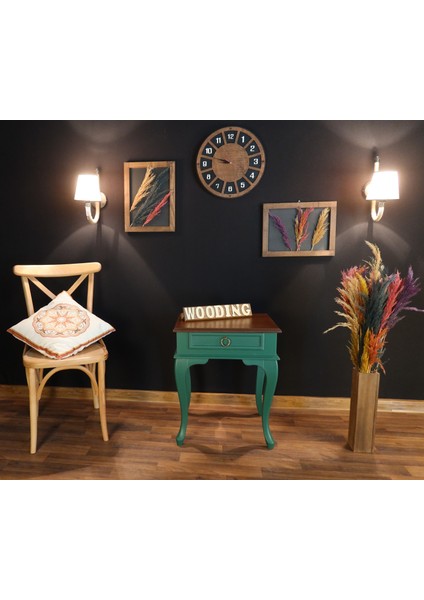 Çekmeceli Masif Yeşil Ceviz Komodin - Yan Sehpa fiyatları