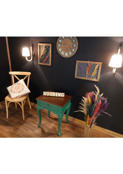 Çekmeceli Masif Yeşil Ceviz Komodin - Yan Sehpa indirimleri