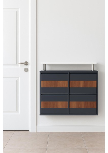 2+2 Antrasit Desenli Metal Ayakkabılık fiyatları