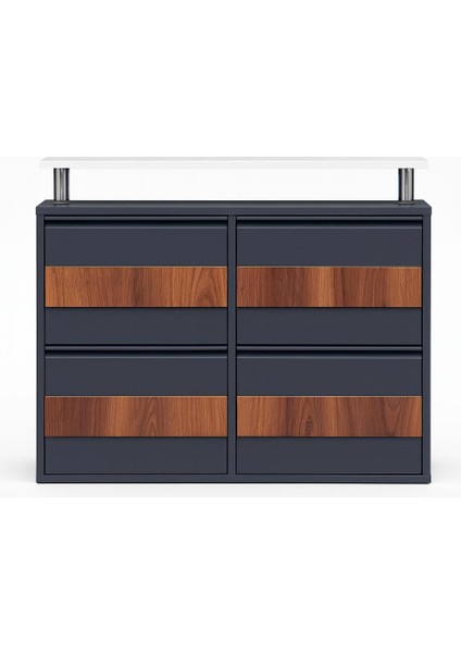 2+2 Antrasit Desenli Metal Ayakkabılık modelleri