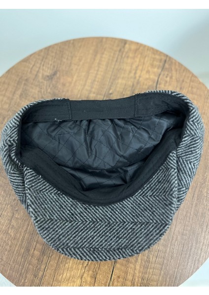 Erkek Kışlık Kaşe Kumaş Desenli Arkası Lastikli Standart Kasket Şapka (Newsboy Cap) fiyatları