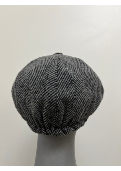 Erkek Kışlık Kaşe Kumaş Desenli Arkası Lastikli Standart Kasket Şapka (Newsboy Cap) modelleri