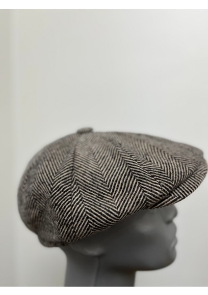 Erkek Kışlık Kaşe Kumaş Desenli Arkası Lastikli Standart Kasket Şapka (Newsboy Cap) fiyatları