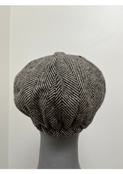 Erkek Kışlık Kaşe Kumaş Desenli Arkası Lastikli Standart Kasket Şapka (Newsboy Cap) modelleri