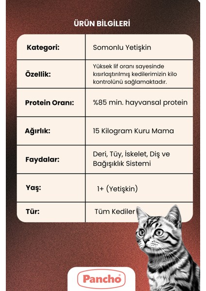 Pancho Somon Balık Etli Yetişkin Kedi Maması 15KG modelleri
