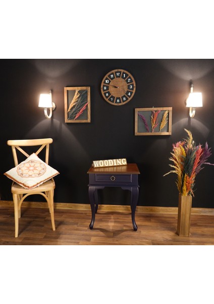 Çekmeceli Masif Lacivert Ceviz Komodin - Yan Sehpa fiyatları