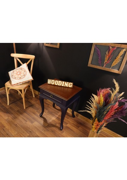 Çekmeceli Masif Lacivert Ceviz Komodin - Yan Sehpa modelleri