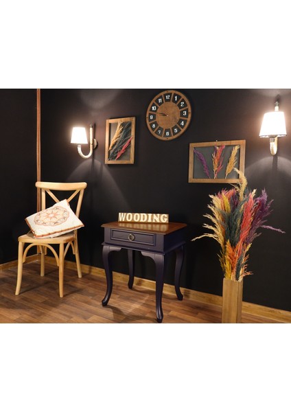 Çekmeceli Masif Lacivert Ceviz Komodin - Yan Sehpa fırsatları