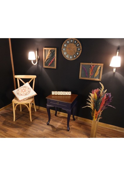 Çekmeceli Masif Lacivert Ceviz Komodin - Yan Sehpa indirimleri