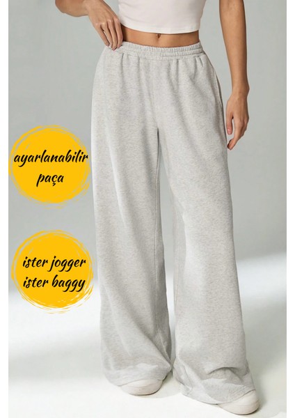 Unisex Çift Cepli Eşofman Altı - Ayarlanabilir Paça: Jogger & Baggy - Siyah Gri Antrasit fırsatları