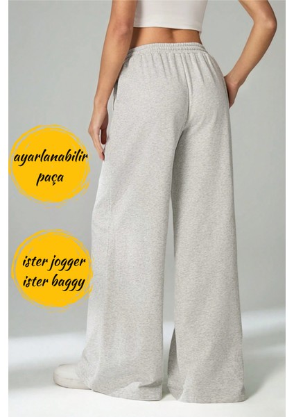Unisex Çift Cepli Eşofman Altı - Ayarlanabilir Paça: Jogger & Baggy - Siyah Gri Antrasit indirimleri