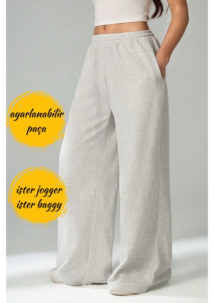 Unisex Çift Cepli Eşofman Altı - Ayarlanabilir Paça: Jogger & Baggy - Siyah Gri Antrasit