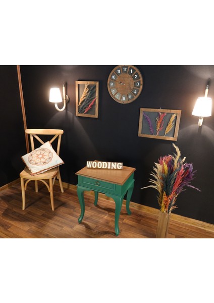 Çekmeceli Masif Yeşil Naturel Komodin - Yan Sehpa fiyatları