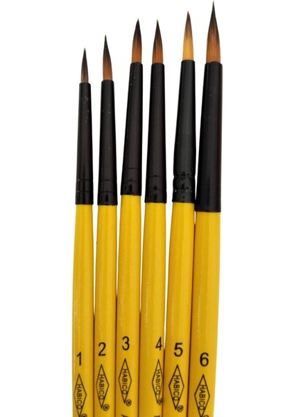 6'lı 123 Sentetik Akrilik ve Sulu Boya Fırça Seti Tezhip ve Minyatür