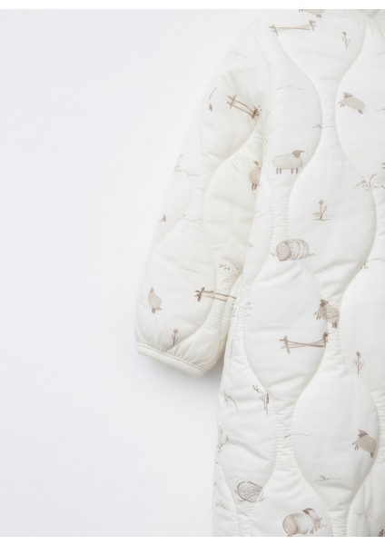 Unisex Çocuk Pamuklu Ekru Çift Fermuarlı Hayvancık Desenli Uyku Tulum modelleri