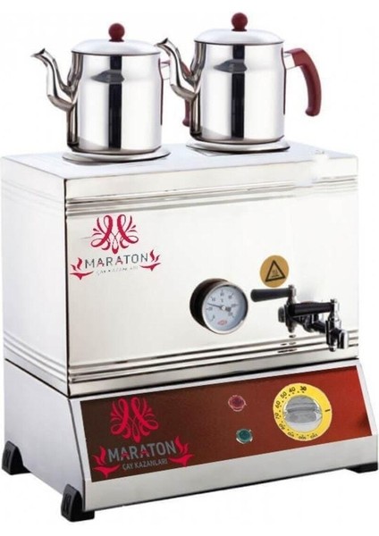 Elektrikli 30'luk Çelik Çay Kazanı, 2 Demlik, Dayanıklı ve Şık Tasarım