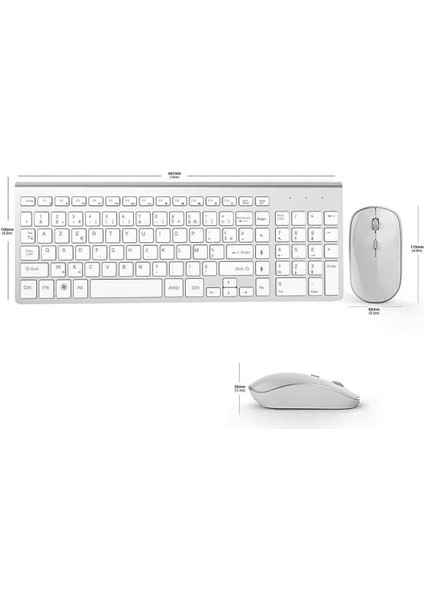 Allzey Kablosuz Klavye Mouse Seti Beyaz Q Klavye Tüm Cihazlara Uyumlu indirimleri