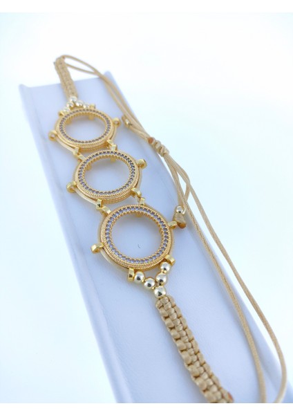 Üçlü Bileklik Çeyrek Altın Takmakiçin Bileklik Folş Ip