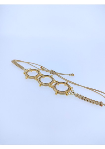 Üçlü Bileklik Çeyrek Altın Takmakiçin Bileklik Folş Ip