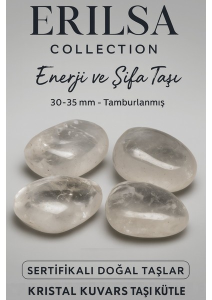 Sertifikalı Tamburlanmış Doğal Kristal Kuvars Taşı Kütle – Enerji ve Şifa Taşı