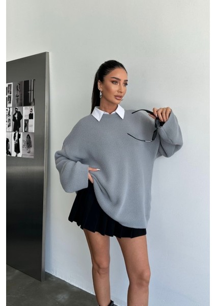 Basic Oversize Ispanyol Kol Triko Kazak AW25KZ0050 fırsatları