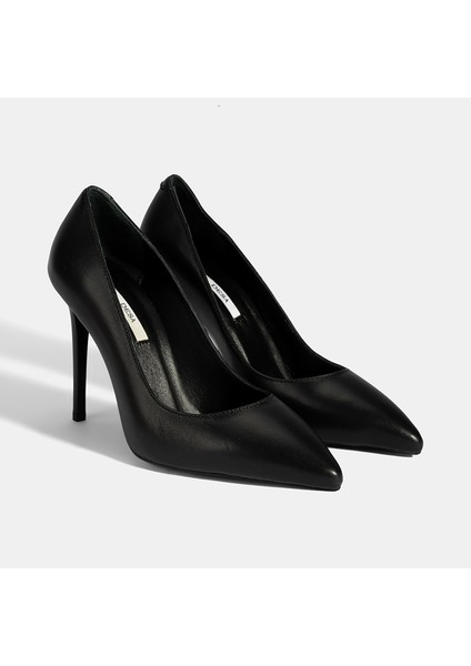 Kadın Siyah Deri Stiletto