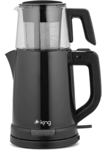 Kolu ile Kullanışlı Demlikli Çay Makinesi, Şık ve Pratik Tasarım, Dayanıklı Plastik Siyah