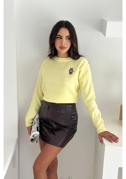 Labubu Işlemeli Oversize Yumuşak Dokulu Triko Kazak AW25KZ0045 modelleri