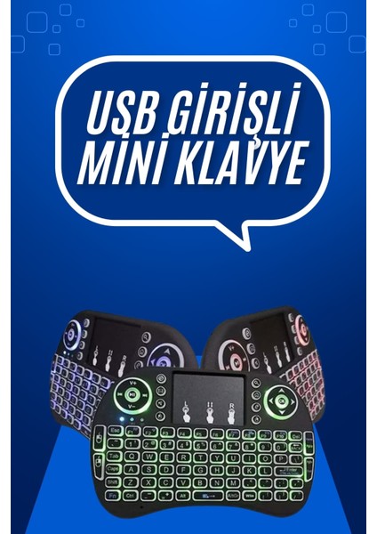 Allzey Mini Klavye Gaming Pc Playstation Ledli Mouse Rgb Mouse Bluetooth USB